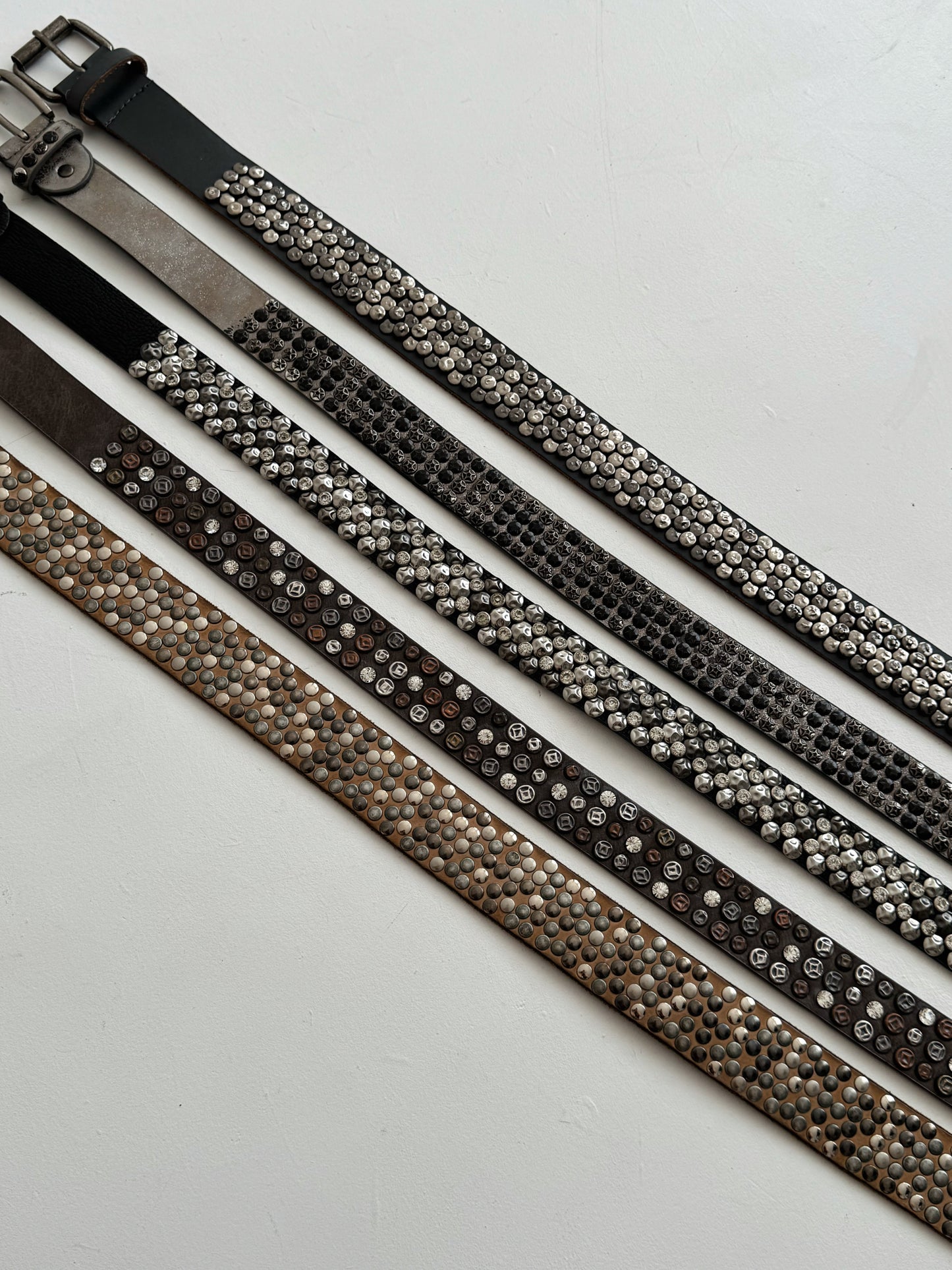 Vintage genuine leather studded grunge belt