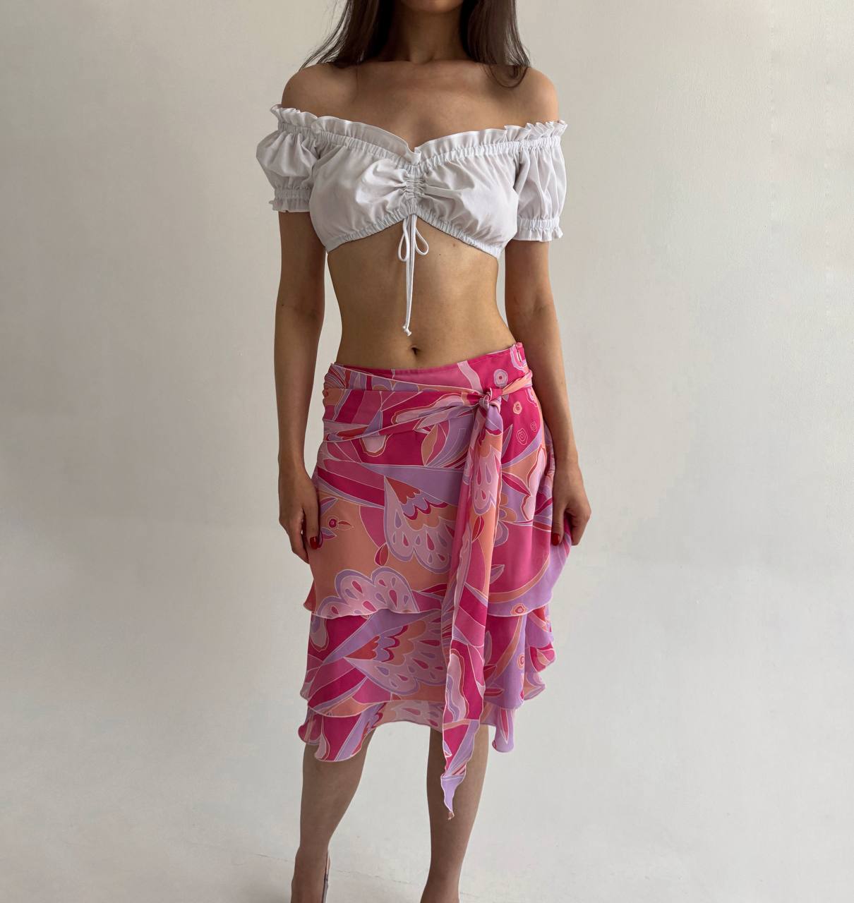 Vintage pink printed skirt