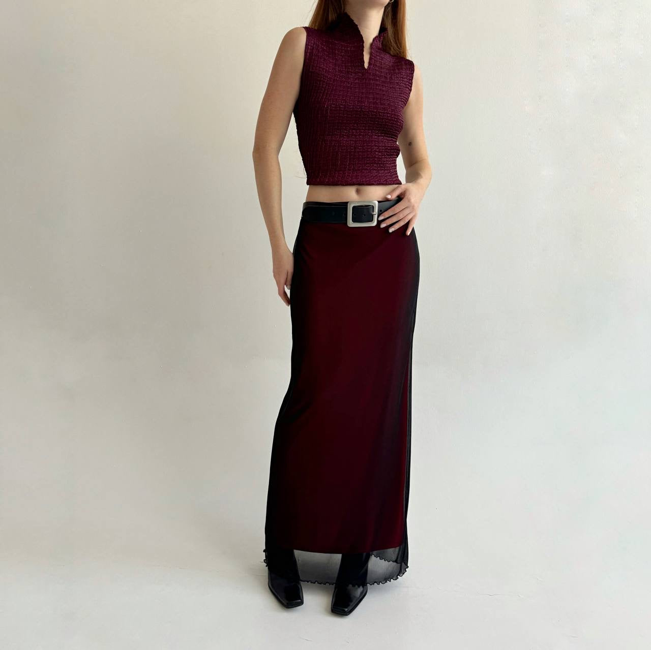 Vintage burgundy maxi skirt