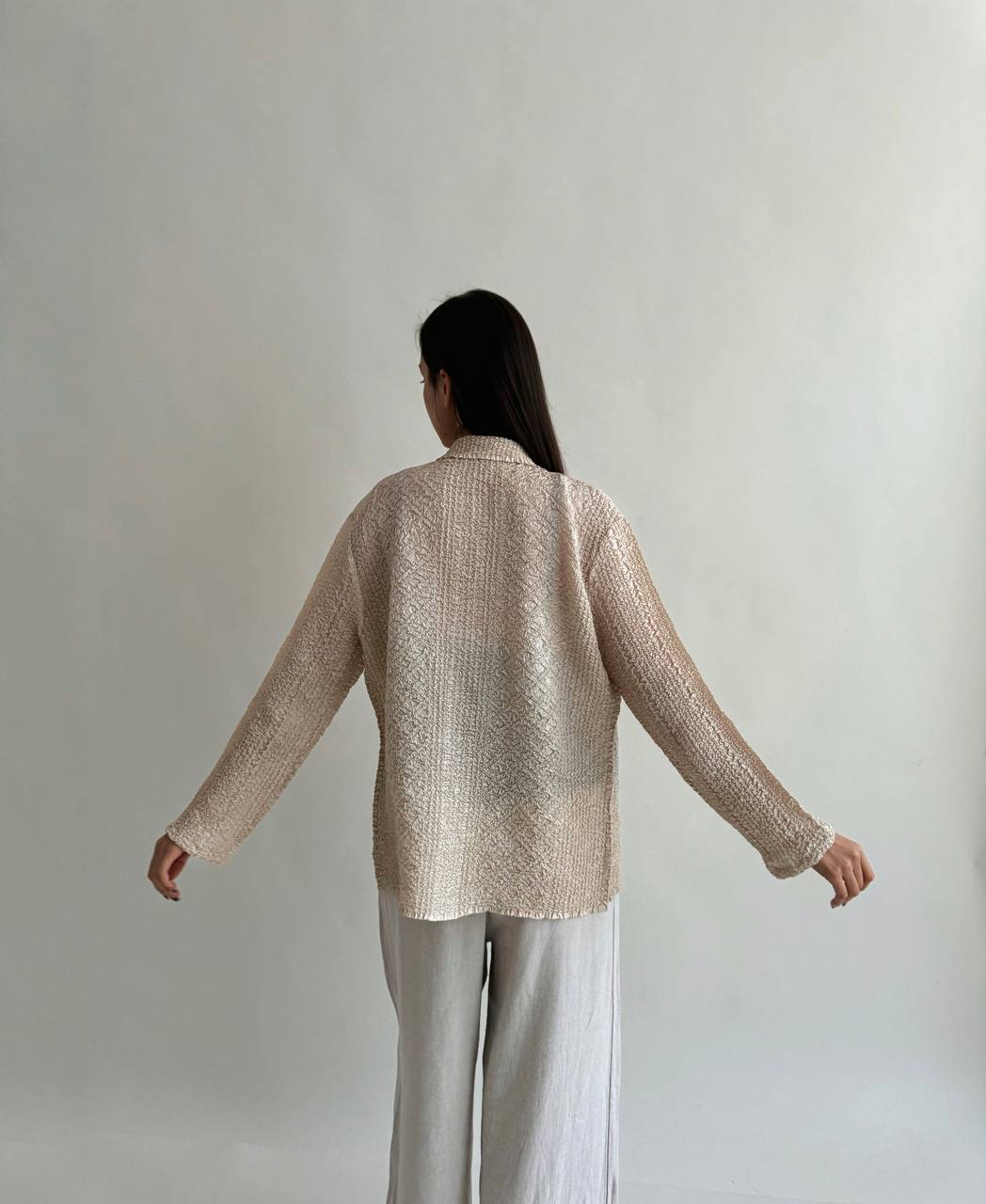 Vintage crinkle champagne shirt