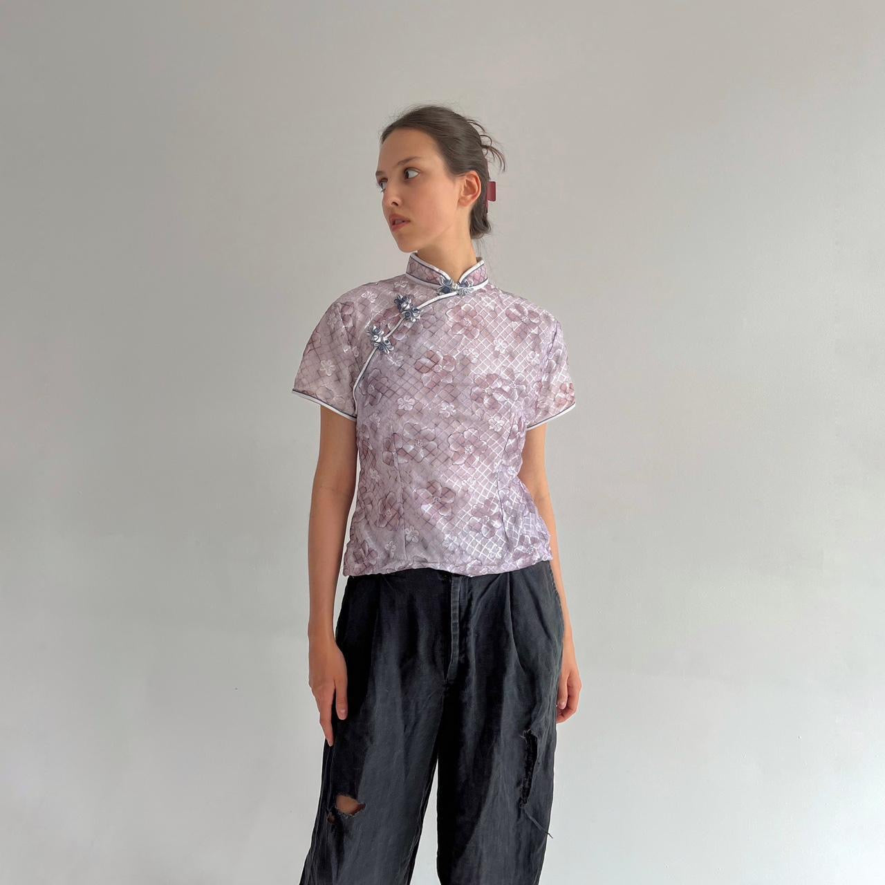 Vintage kimono blouse in purple