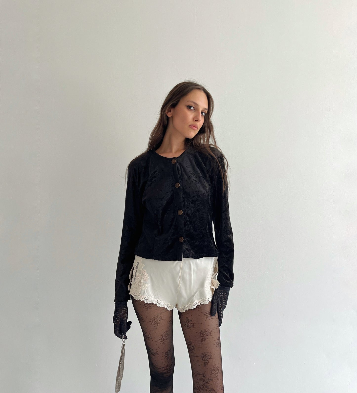 Vintage French velvet cardigan