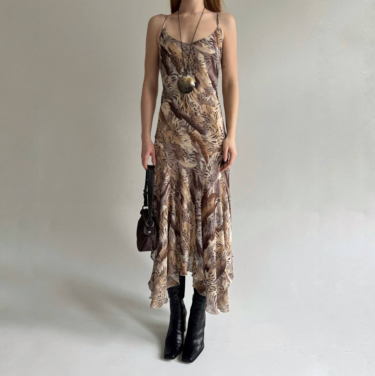 Y2K viscose asymmetrical maxi dress