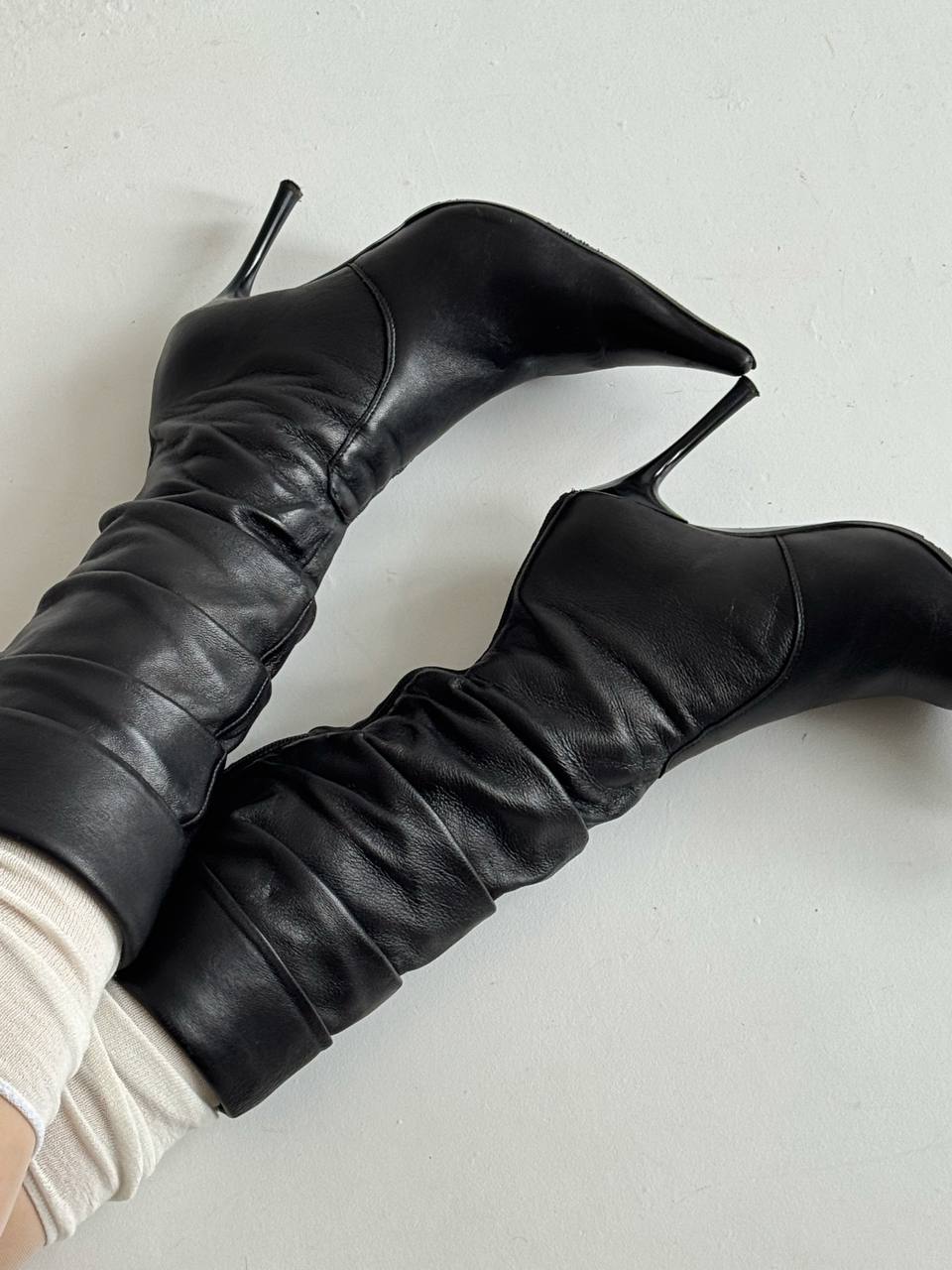 Vintage faux leather black boots