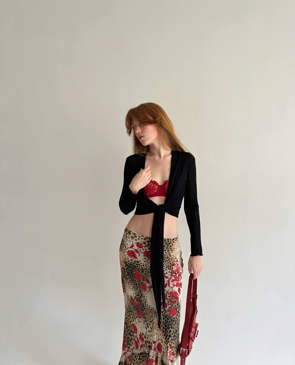 Vintage viscose leopard print asymmetrical skirt
