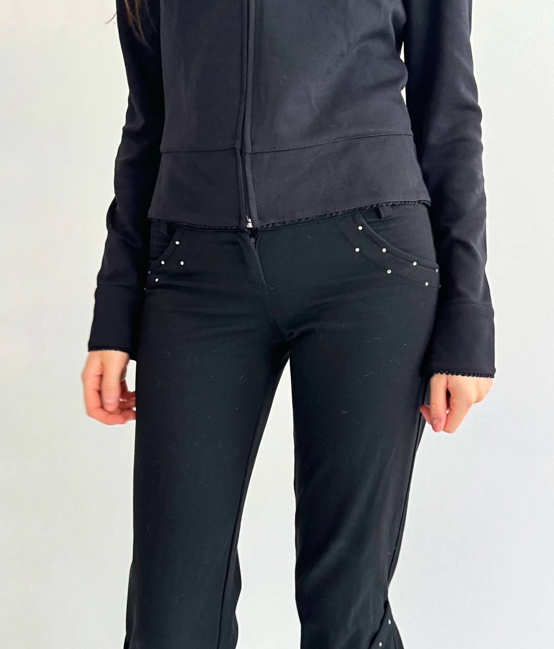 Vintage black capris with rhinestones