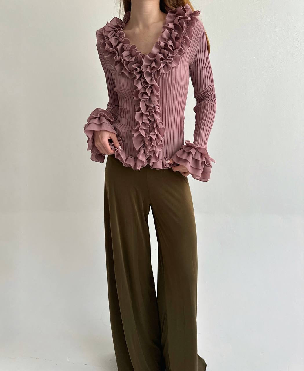 Vintage rose ruffled blouse