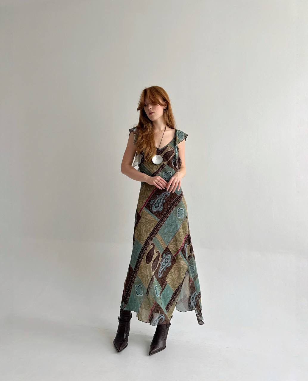Vintage viscose boho long dress