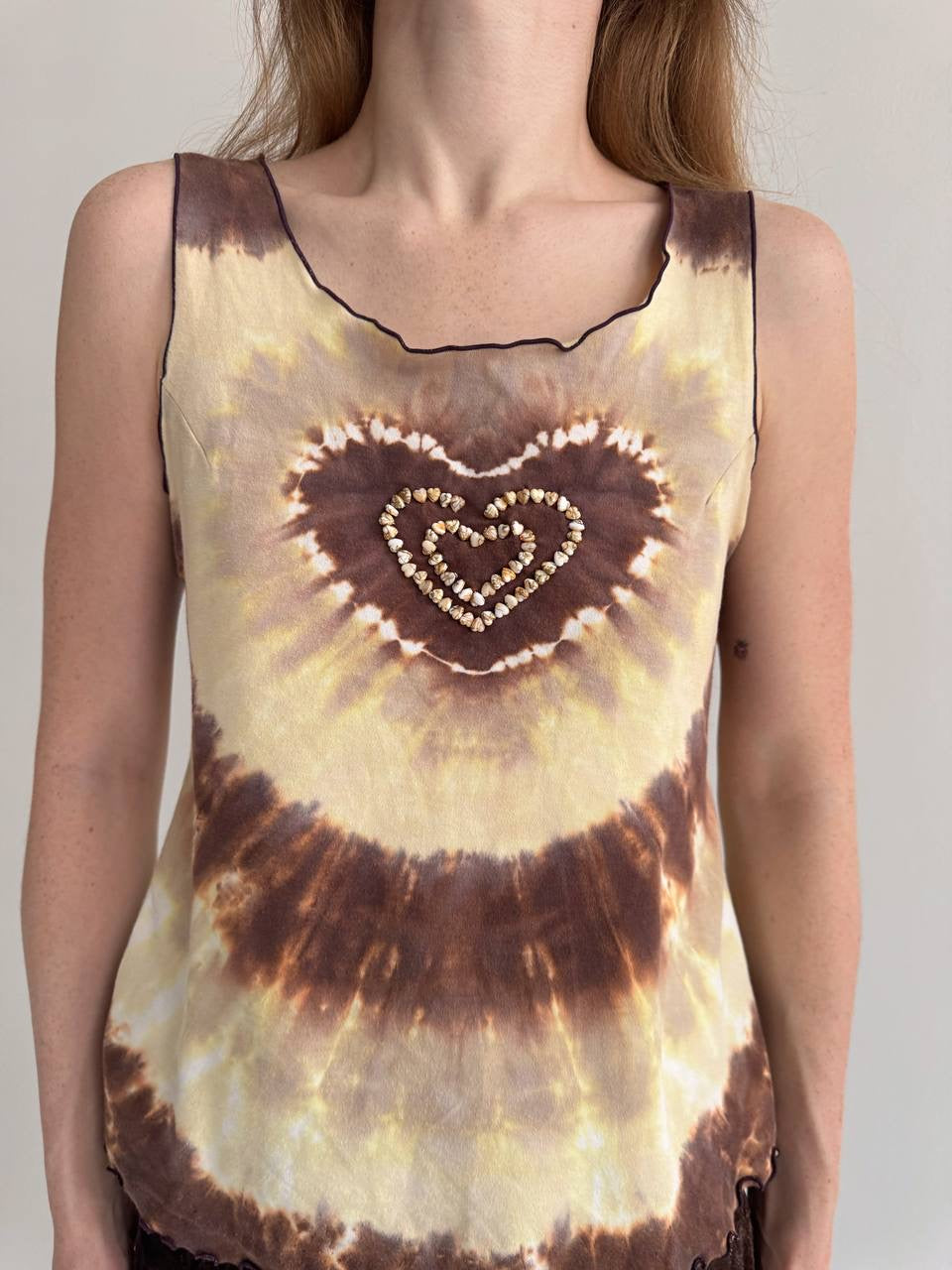 Vintage cotton tie dye brown top