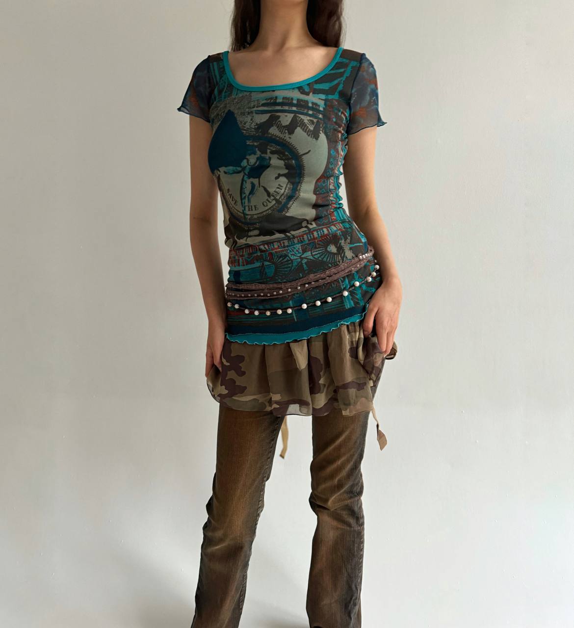 Y2K Save The Queen mesh blouse