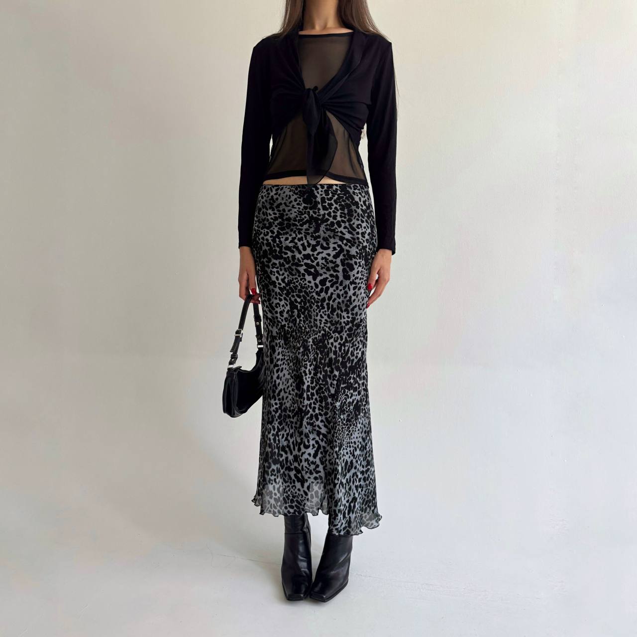 Vintage leopard print blue skirt