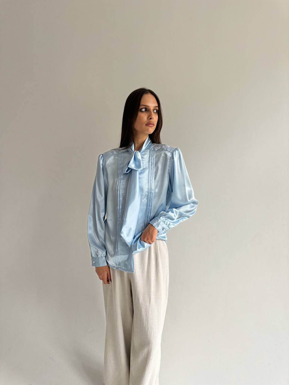 Vintage satin blue blouse