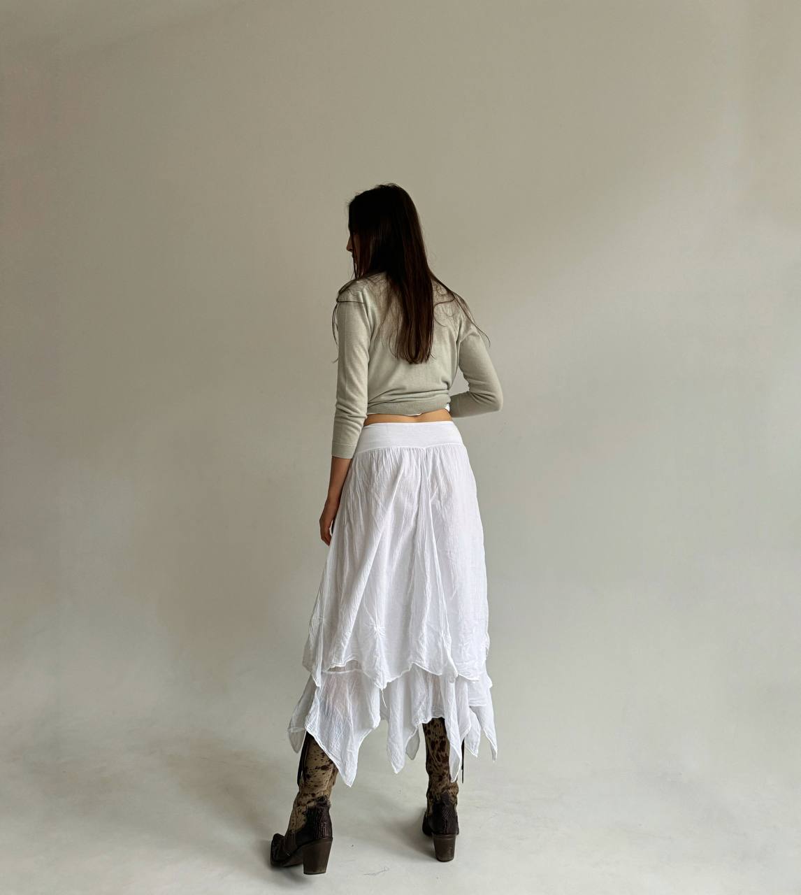 Vintage cotton asymmetrical white skirt