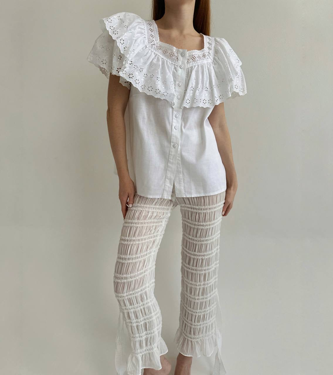 Vintage cotton embroidery blouse