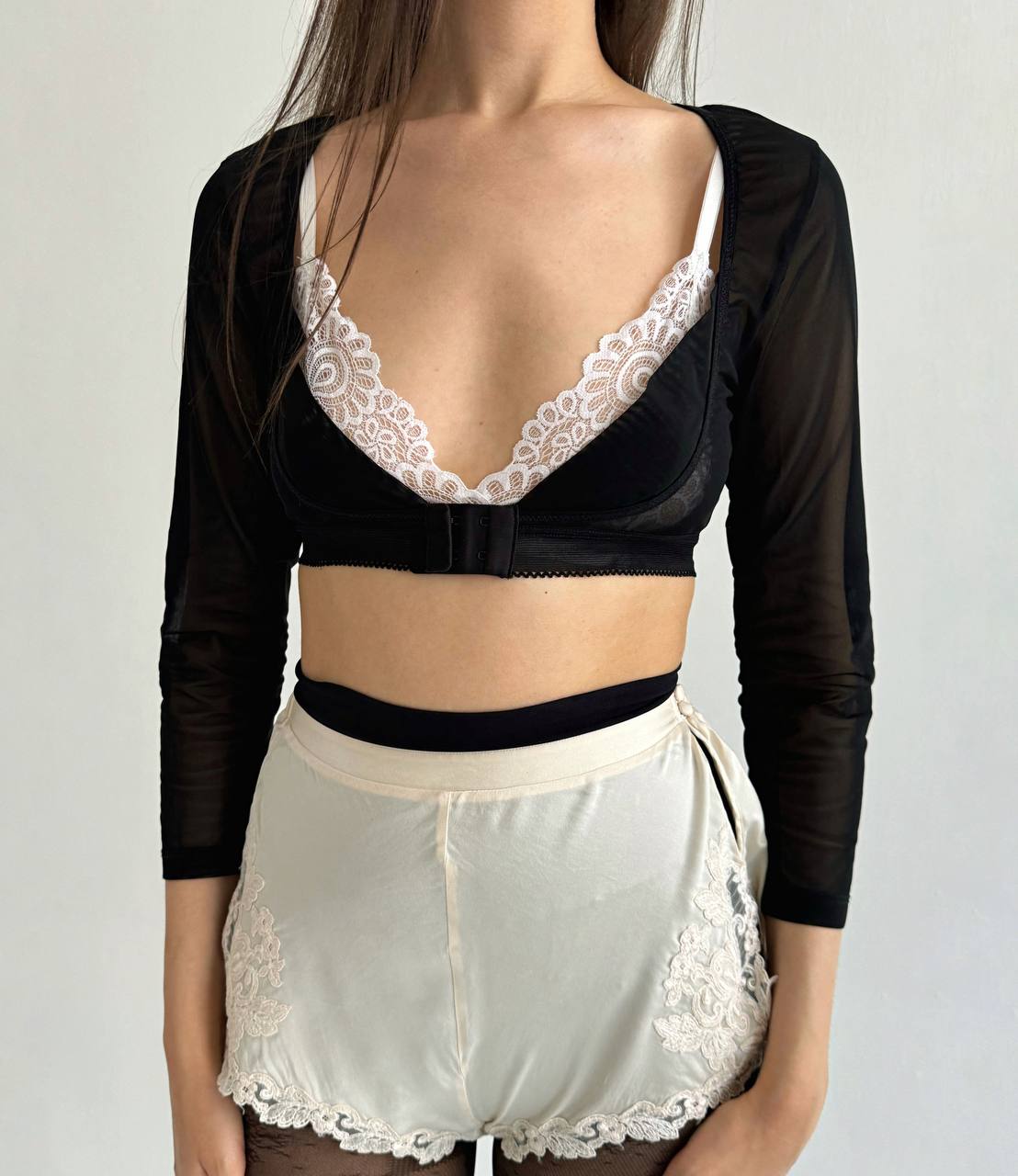 Y2K mesh black lingerie top