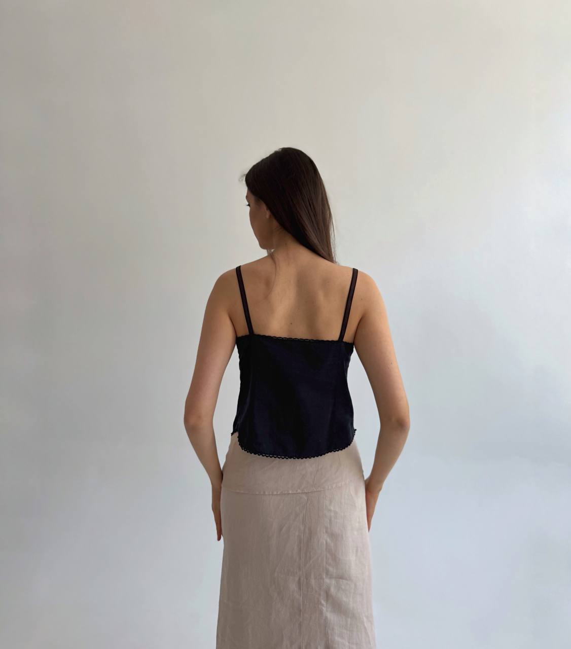 Vintage linen busk closure top