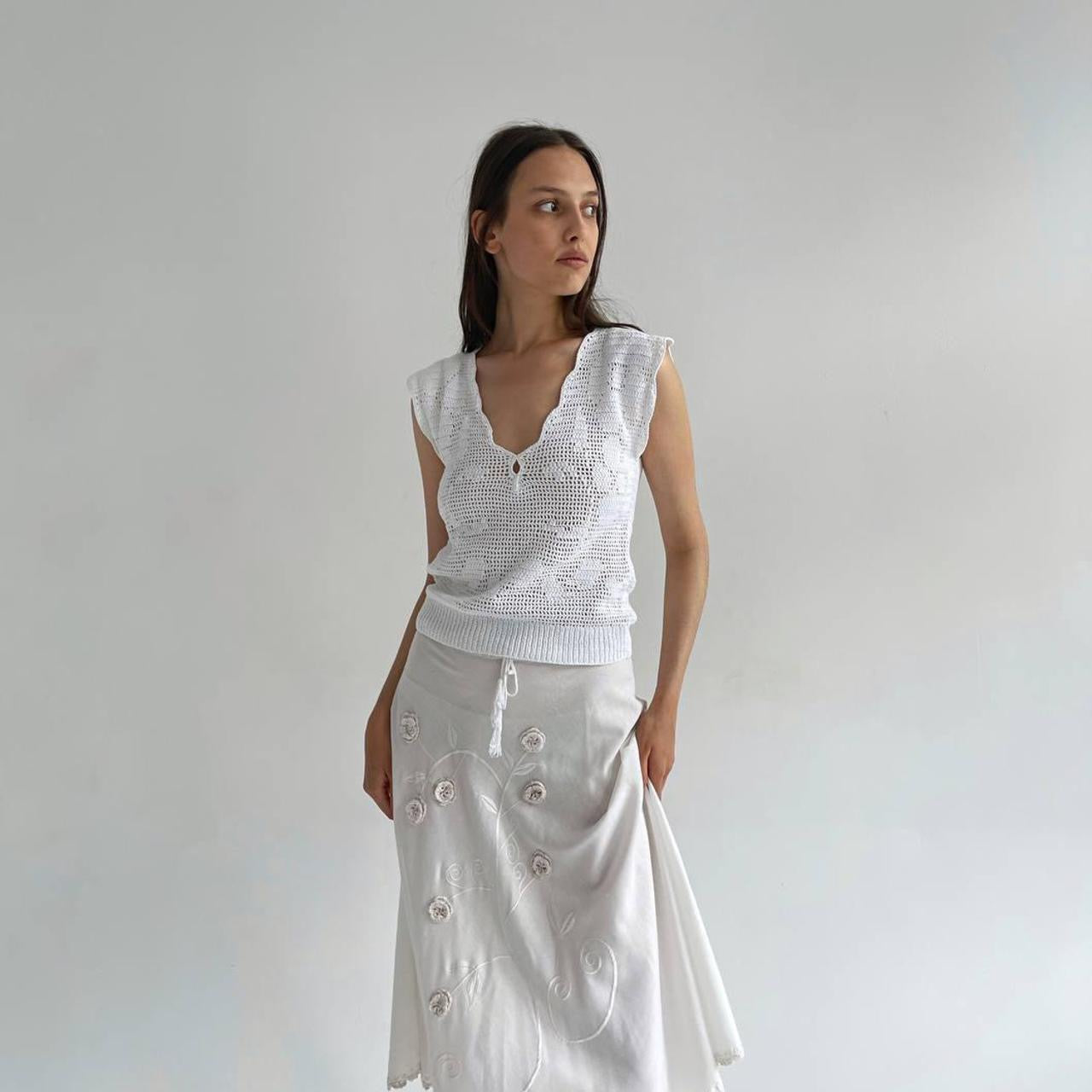 Vintage crochet white vest