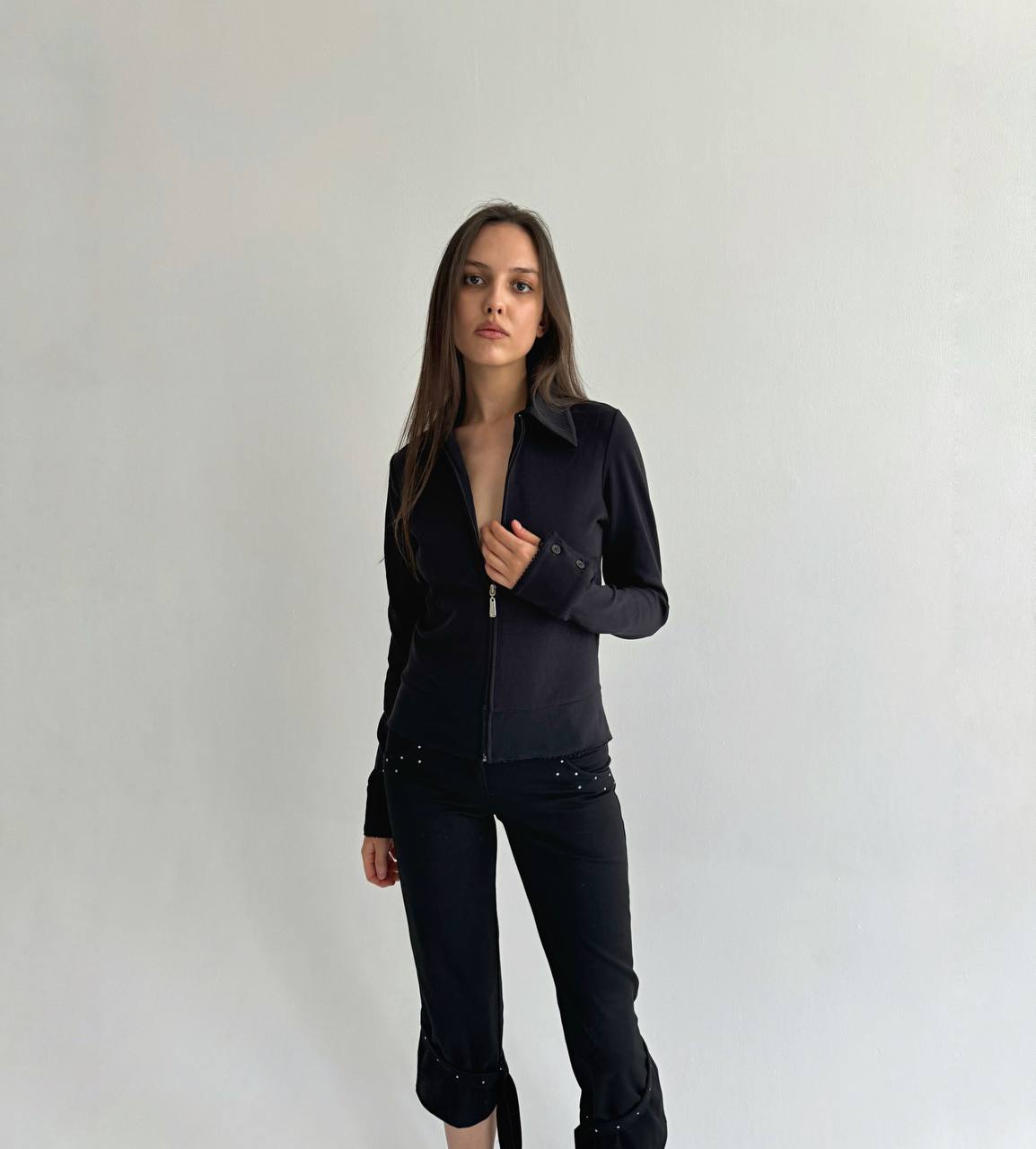 Vintage made in France black zip jacket