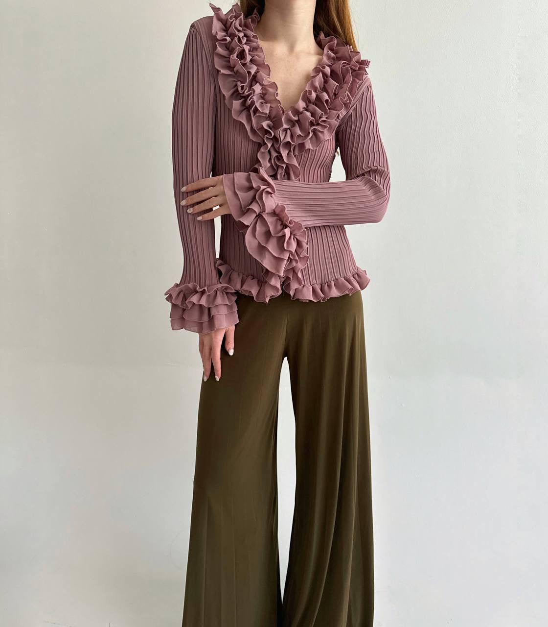 Vintage rose ruffled blouse
