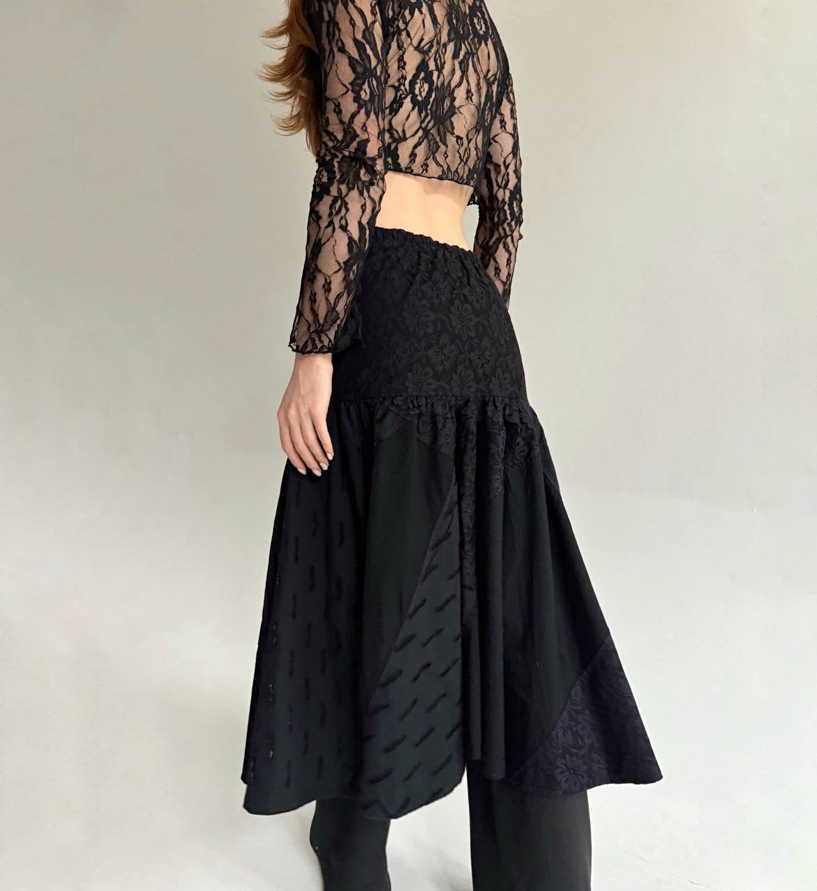 Vintage cotton made in France gothic maxi skirt