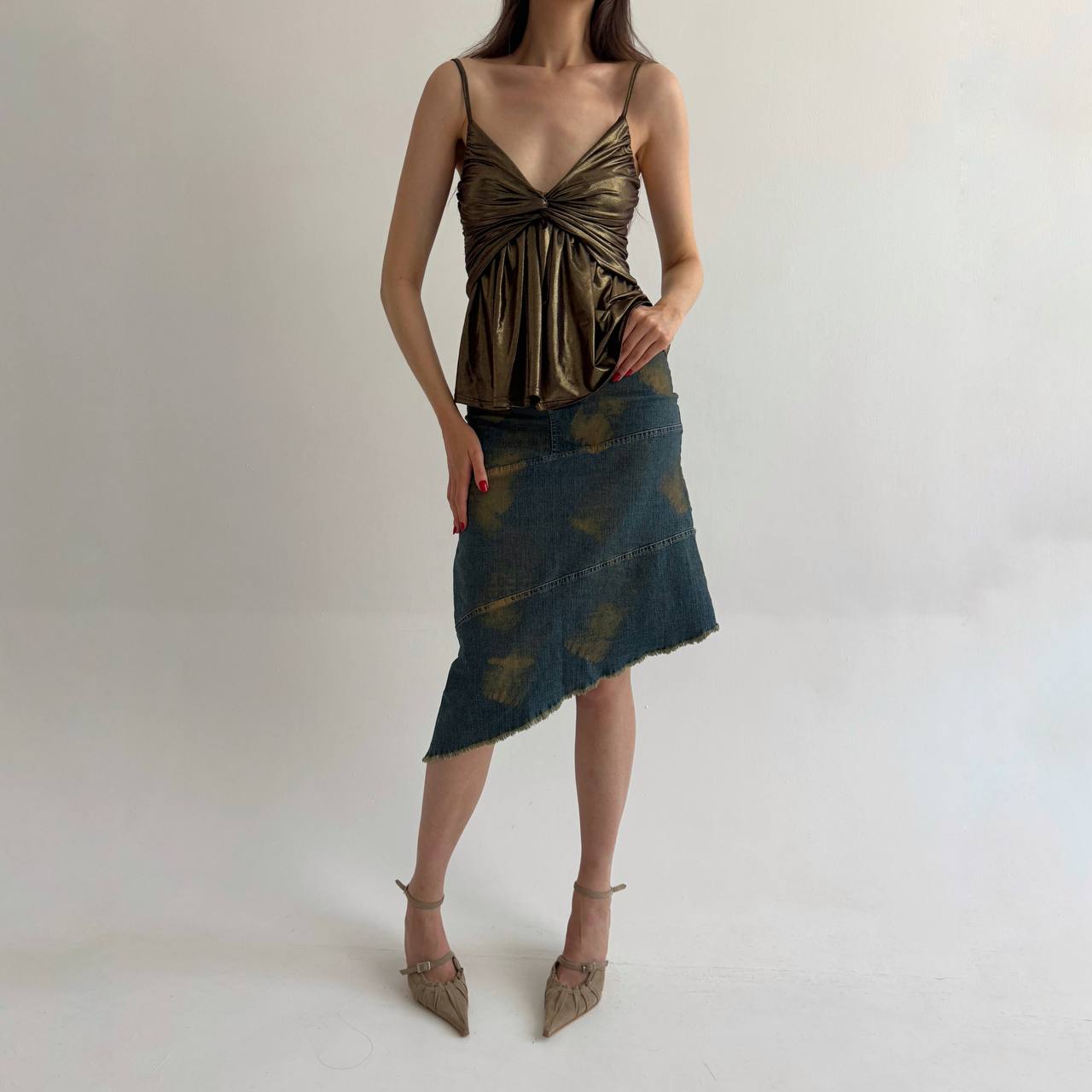Vintage asymmetrical denim skirt