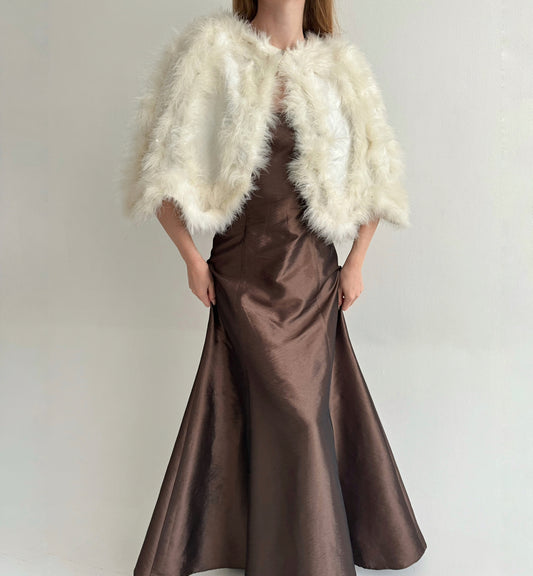 Vintage ostrich feather cream cape