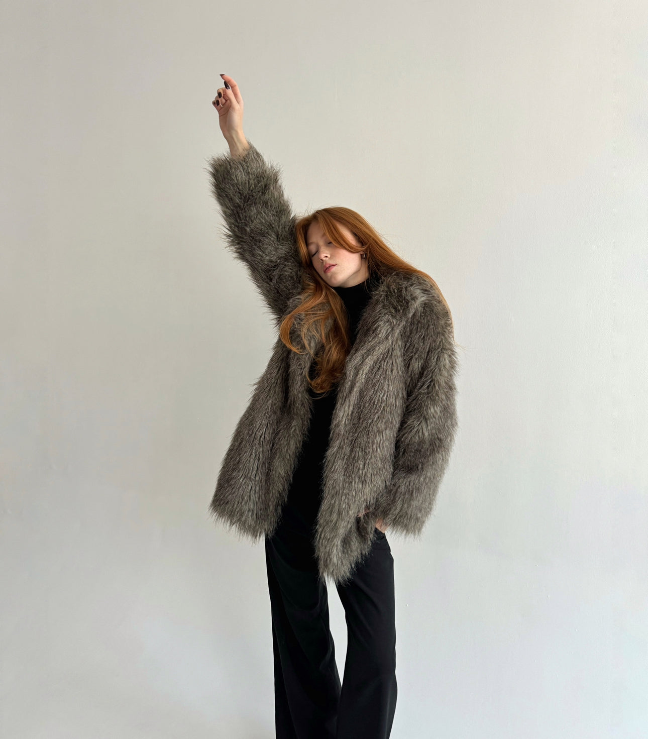 Vintage grey beautiful faux fur
