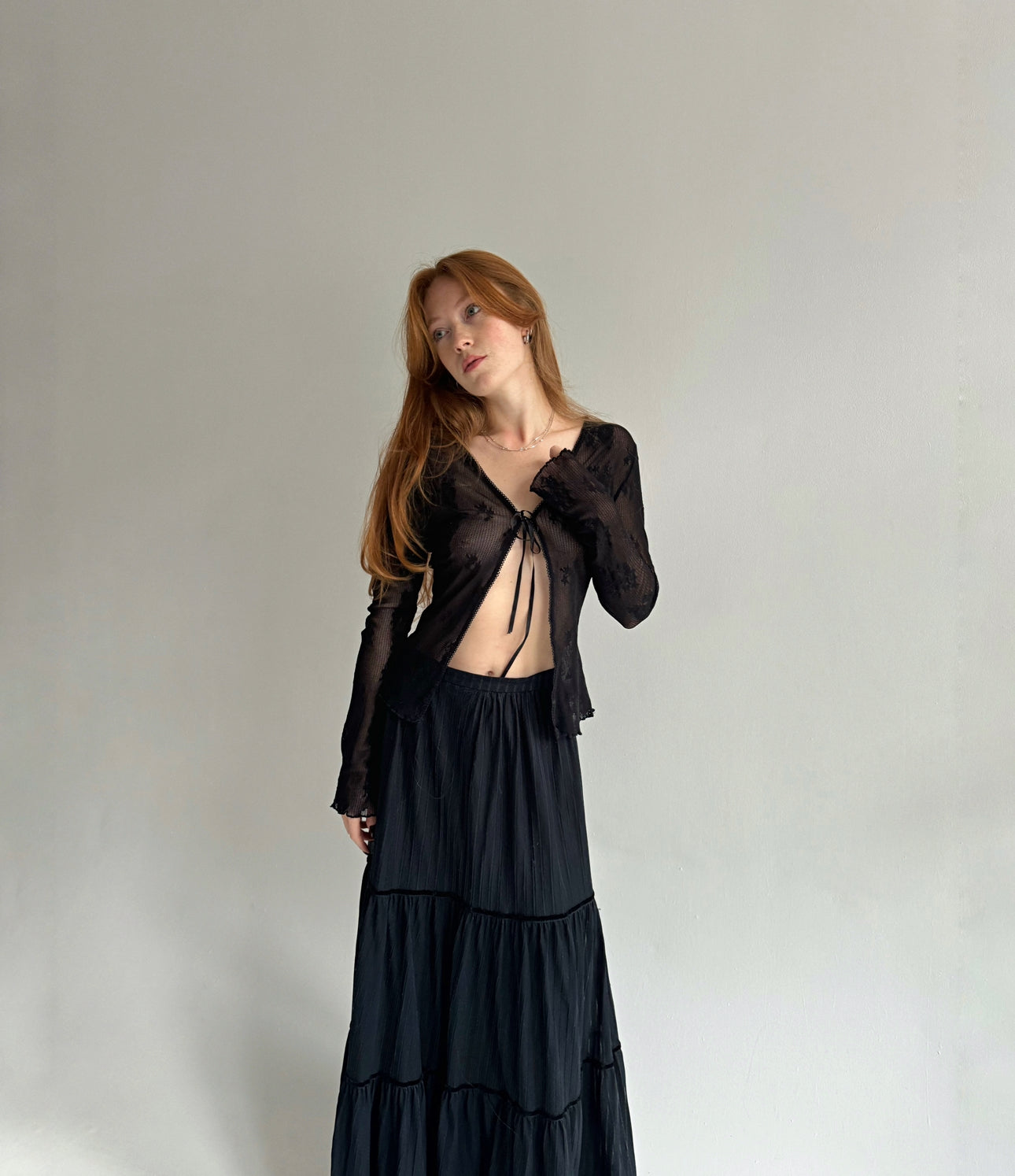 Y2K black lace cardigan
