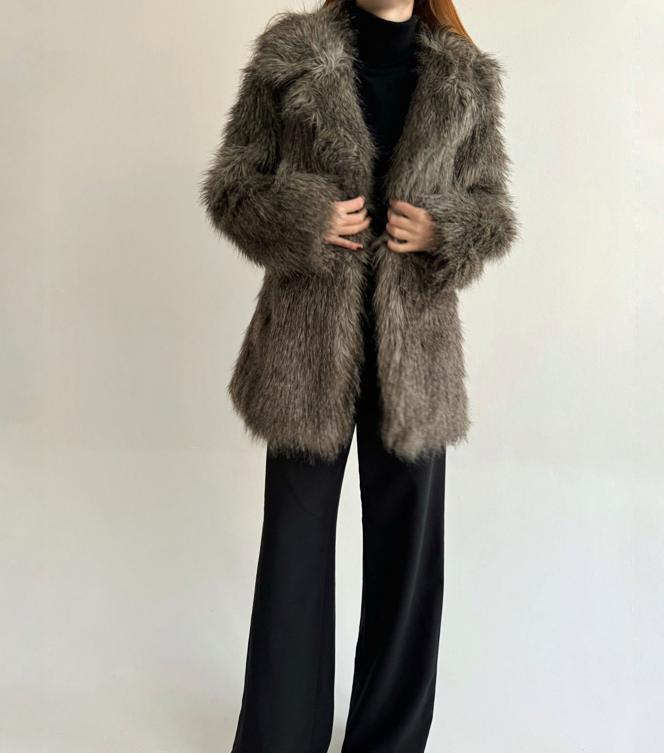 Vintage grey beautiful faux fur