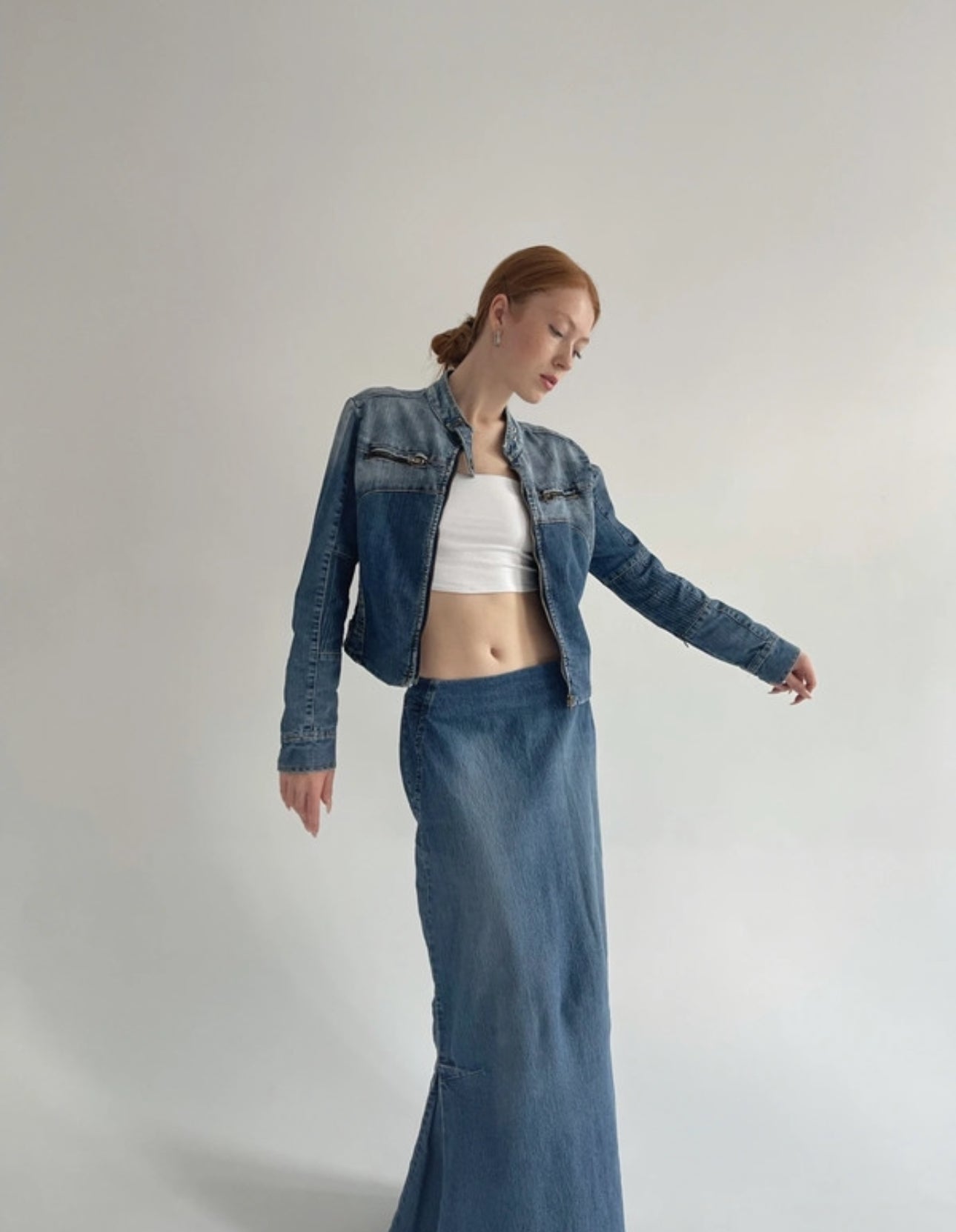 Vintage denim moto jacket