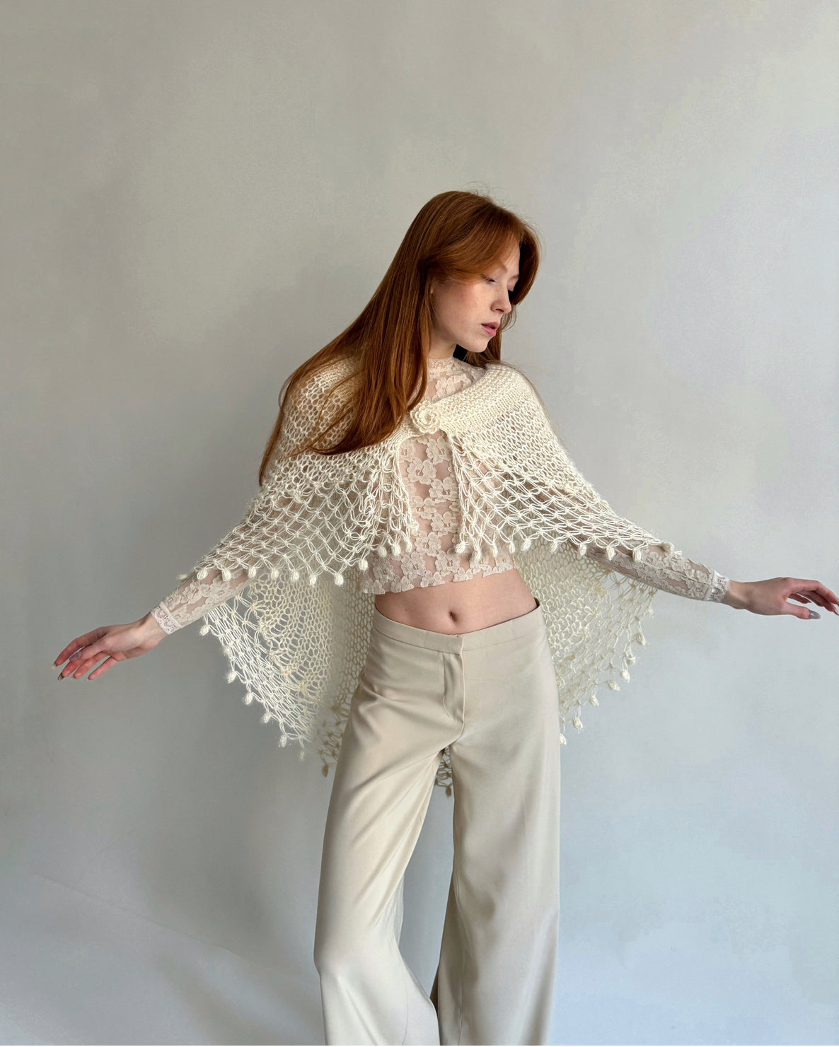 Vintage crochet poncho cardigan