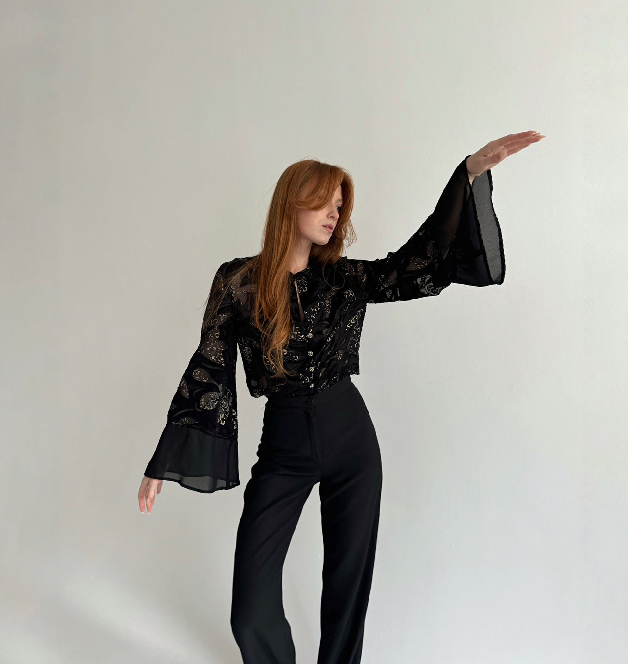 Vintage blouse with mesh details