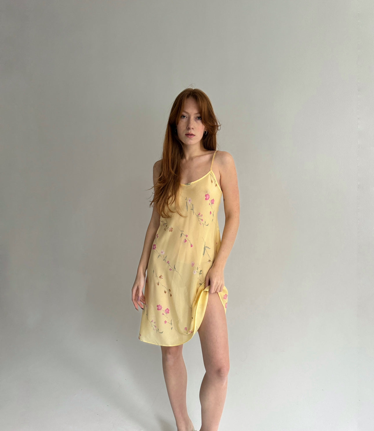 Vintage slip dress with flower pattern