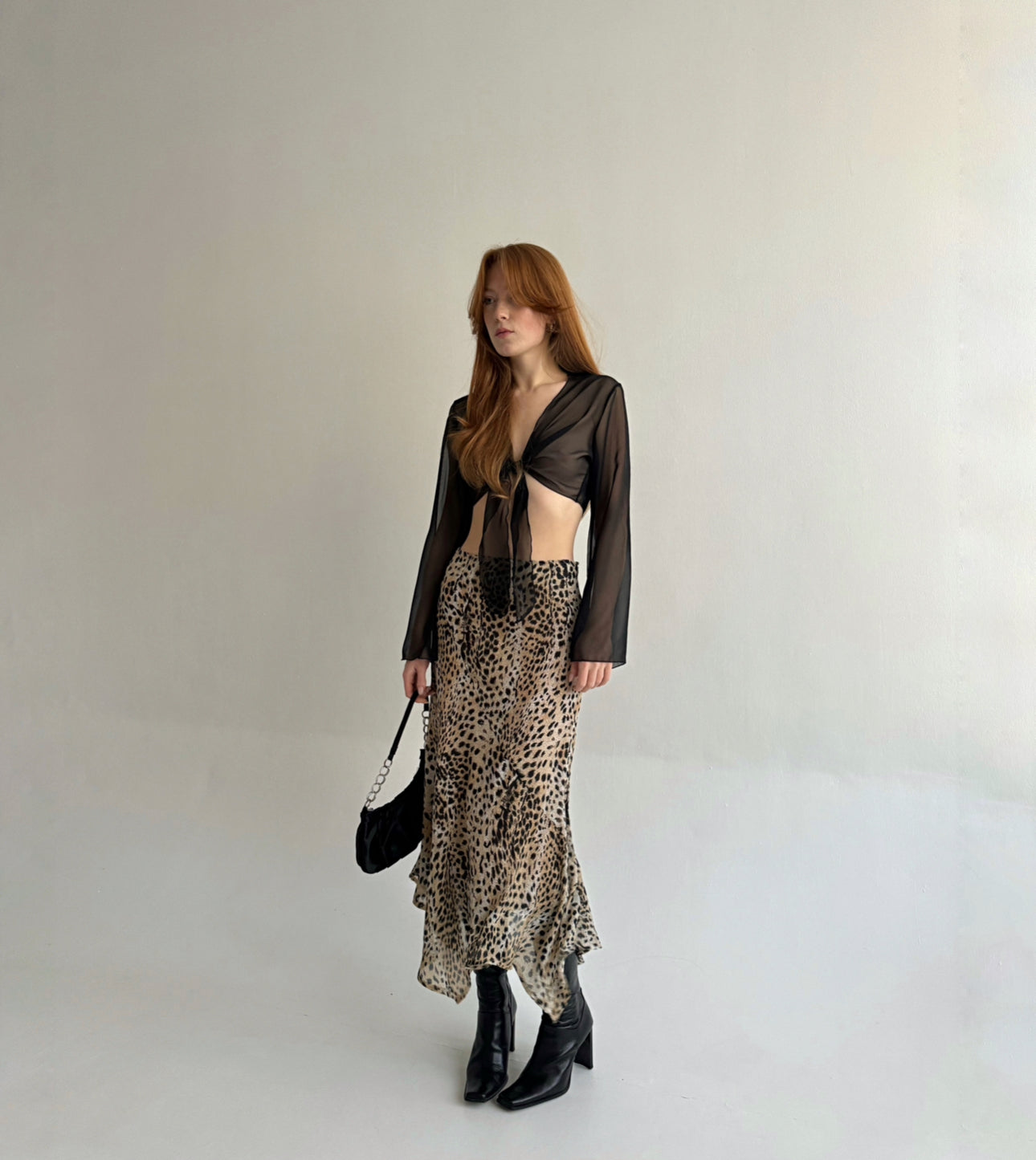 Vintage asymmetrical animal printed skirt