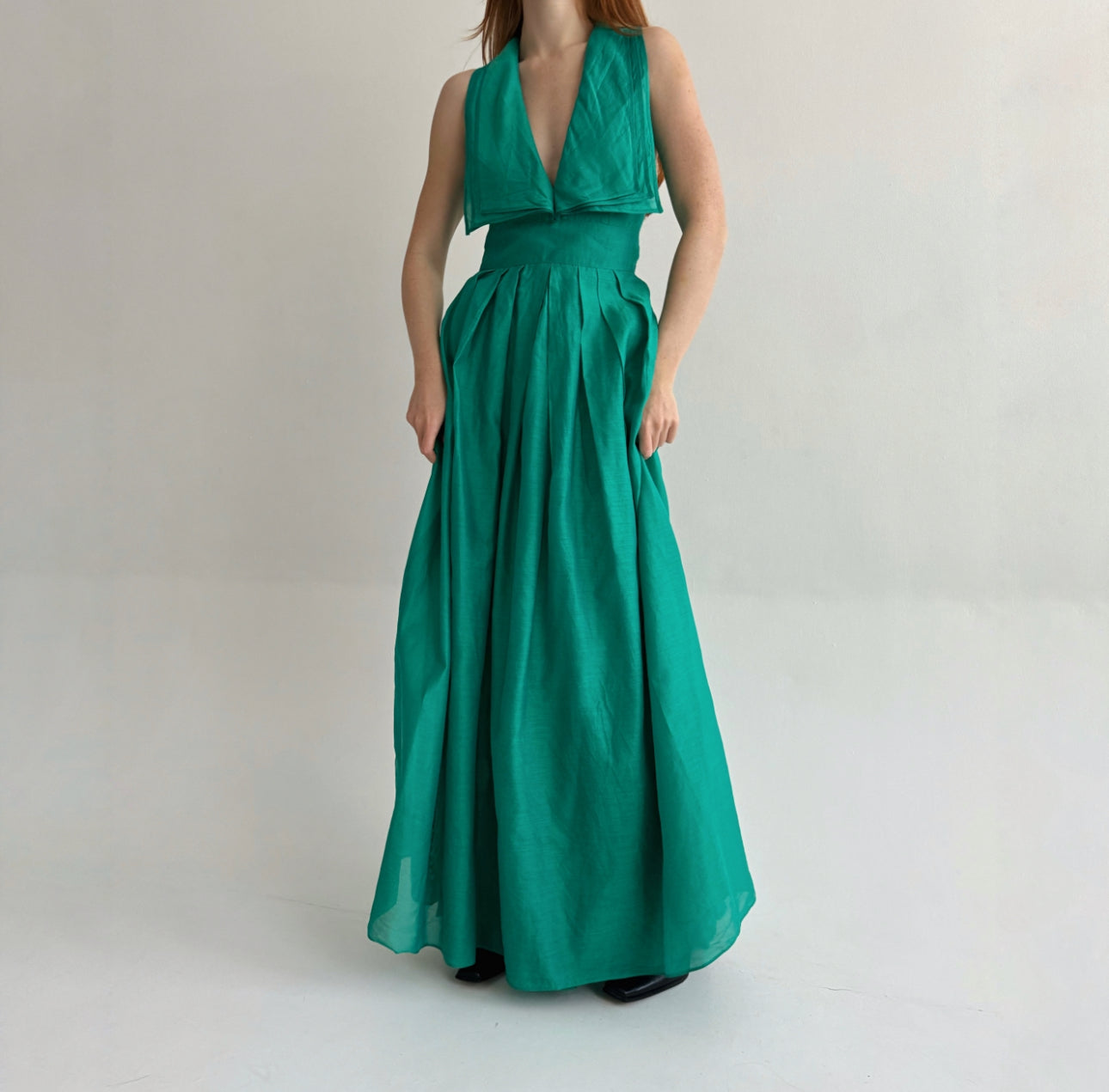 Vintage 75% cotton 25% silk green maxi dress