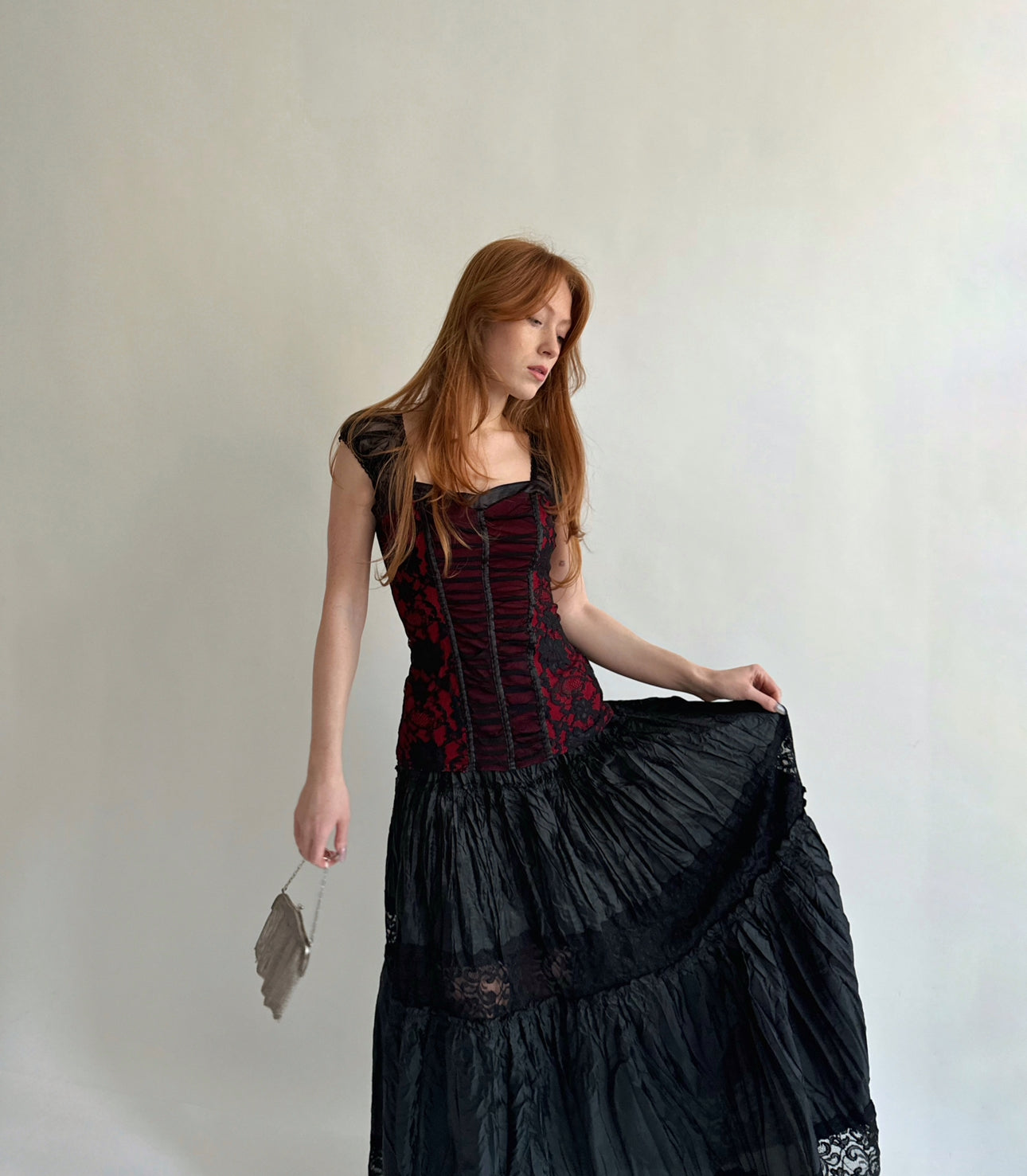 Vintage gothic skirt with lace
