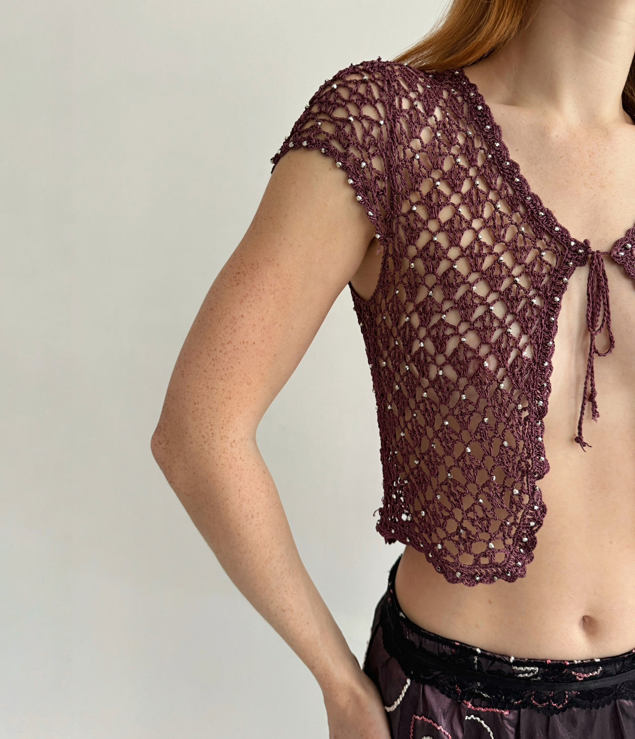 Vintage bolero with silver beads