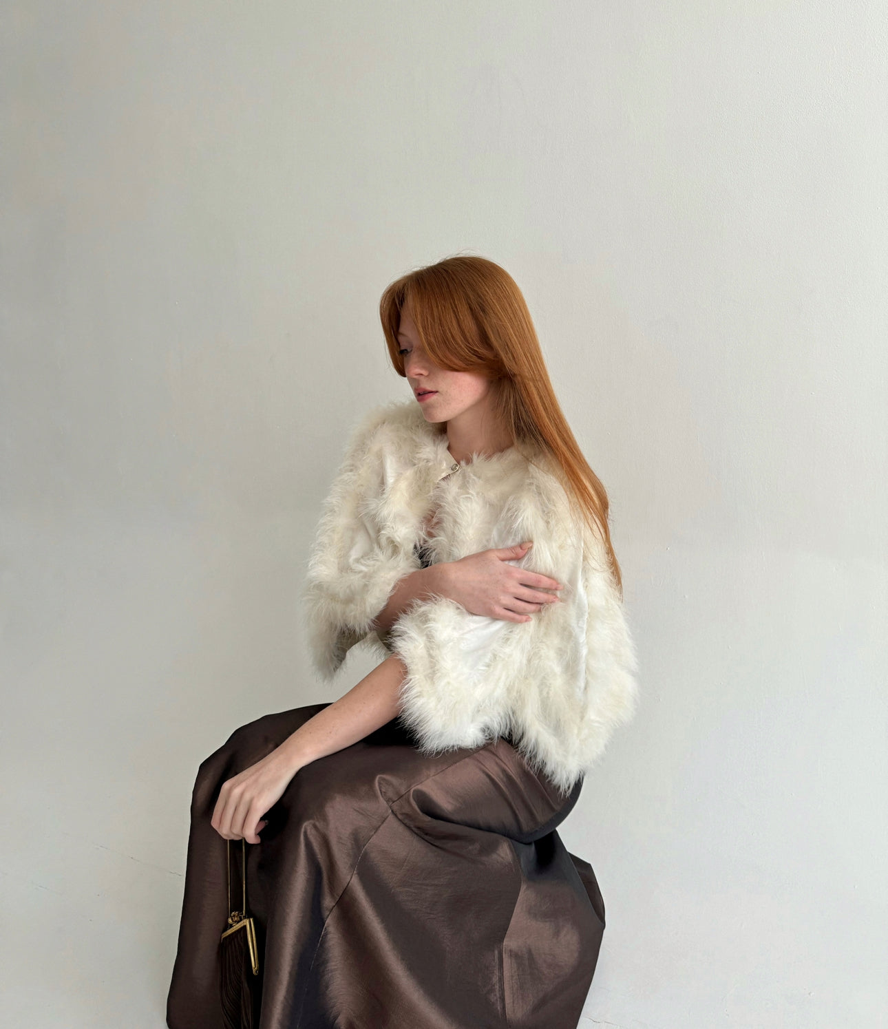 Vintage ostrich feather cream cape