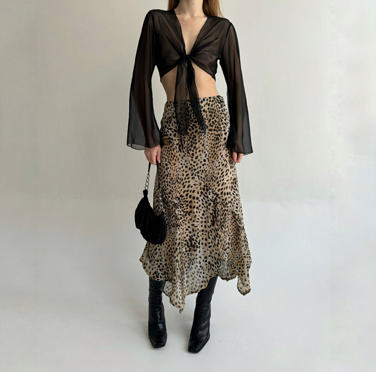 Vintage asymmetrical animal printed skirt