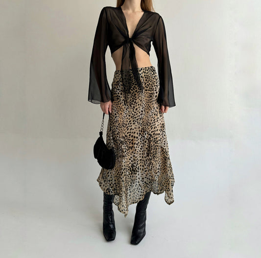 Vintage asymmetrical animal printed skirt