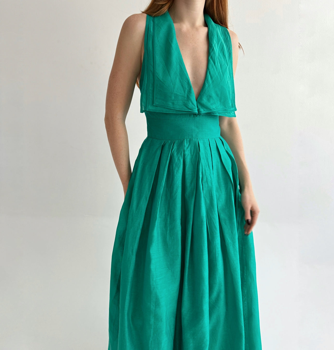 Vintage 75% cotton 25% silk green maxi dress
