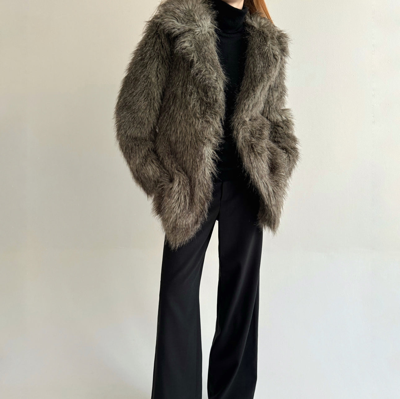 Vintage grey beautiful faux fur