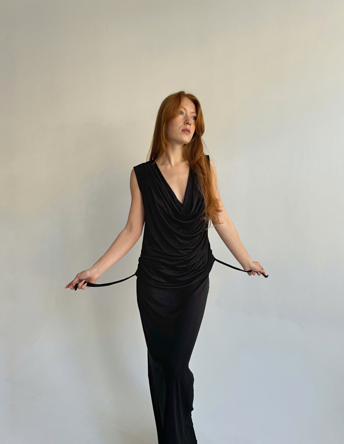 Y2K viscose blouse with cowl neck