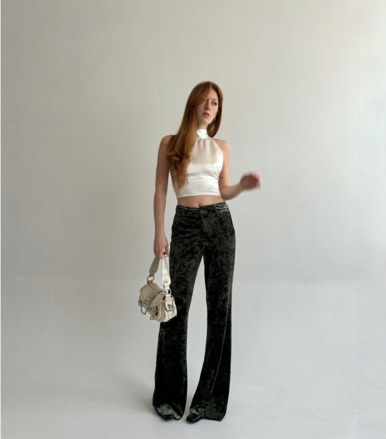 Vintage khaki veloure flared pants