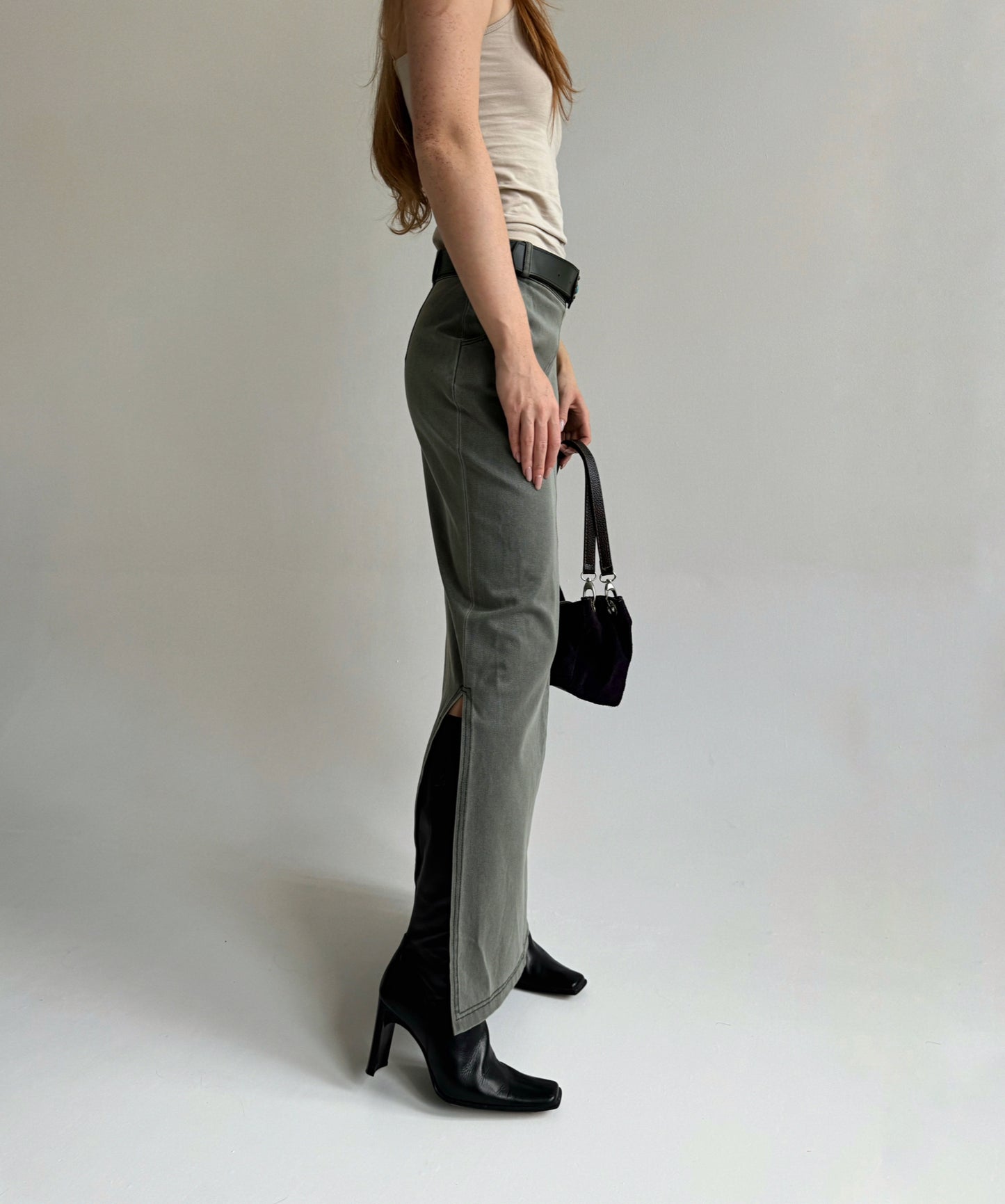 Brand new vintage grey denim maxi skirt