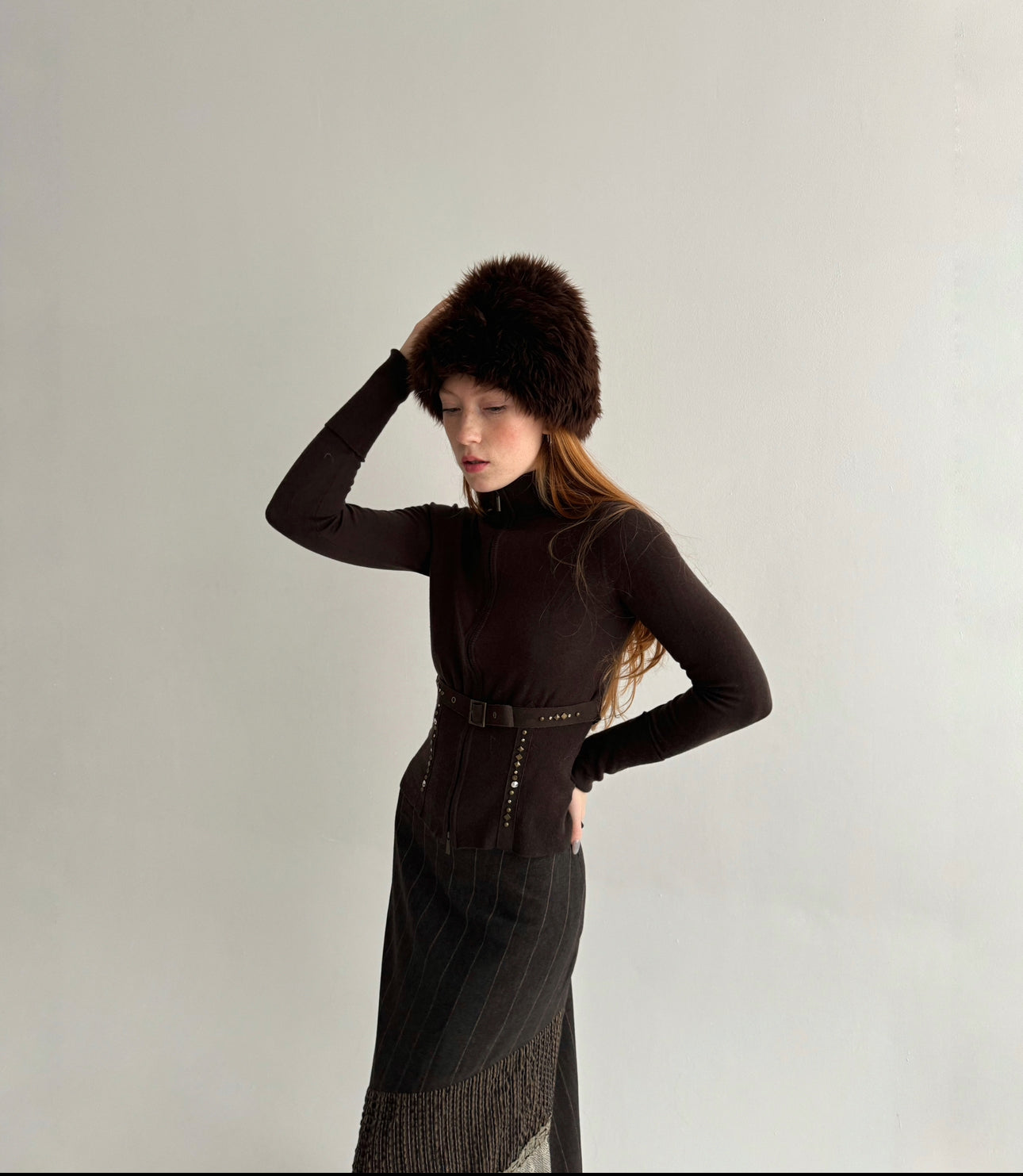 Vintage faux fur brown hat