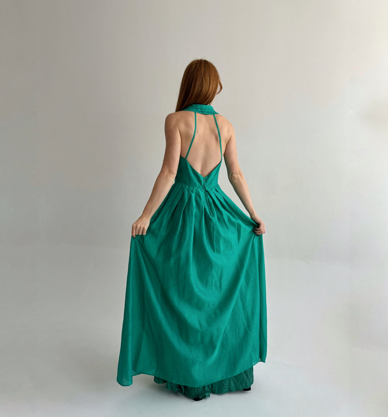 Vintage 75% cotton 25% silk green maxi dress