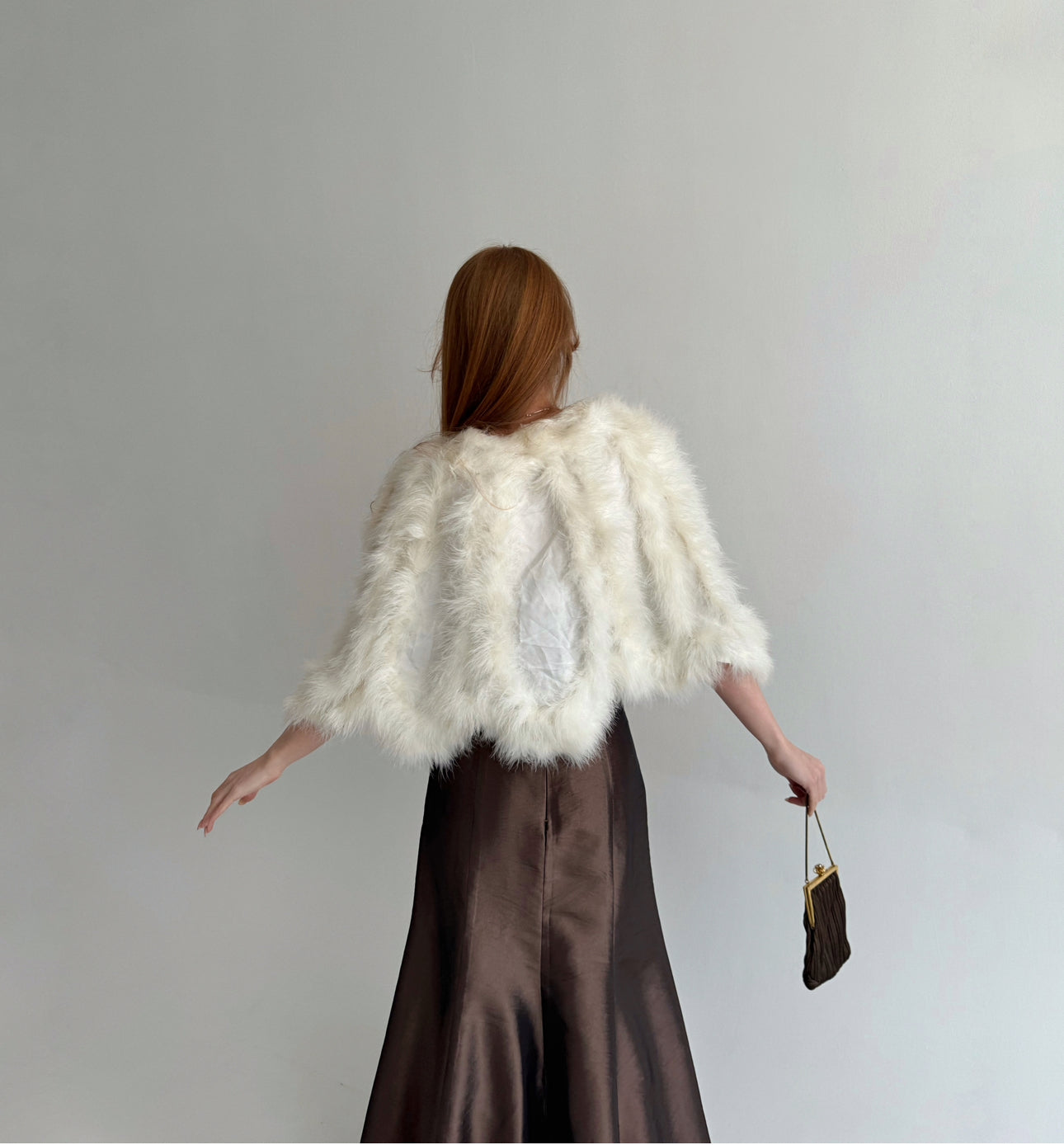 Vintage ostrich feather cream cape