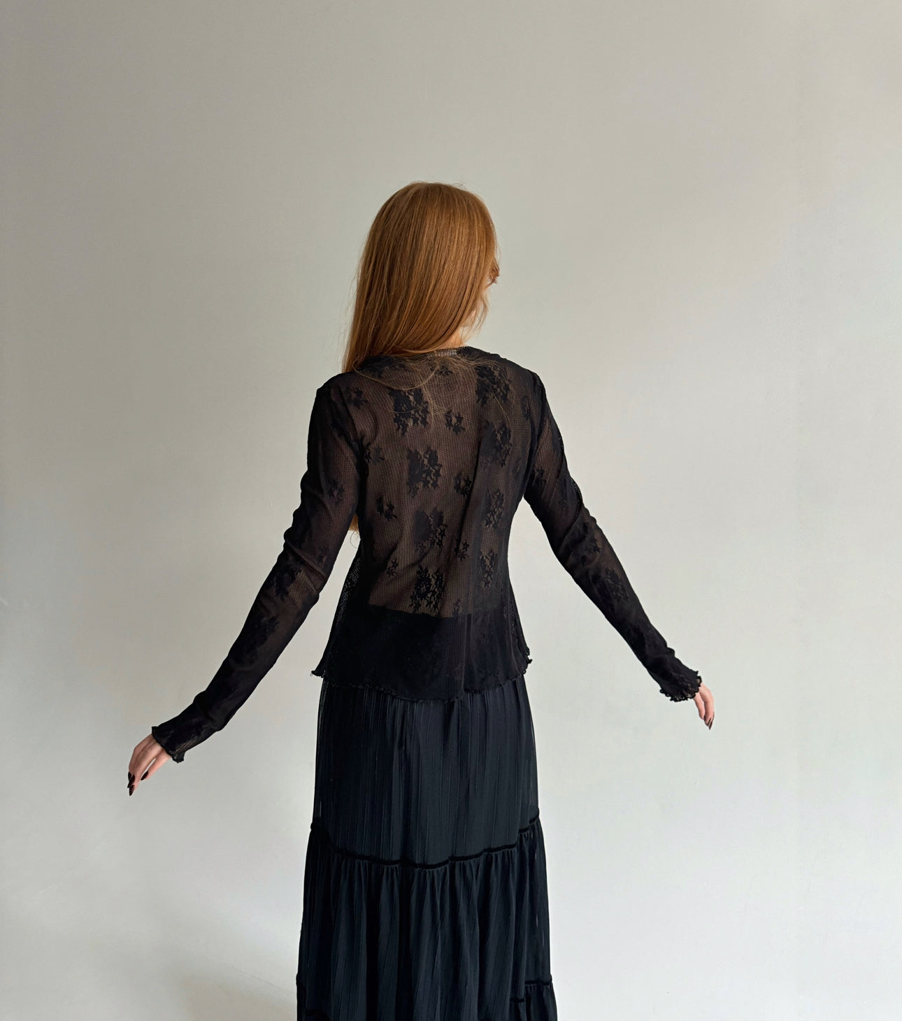 Y2K black lace cardigan
