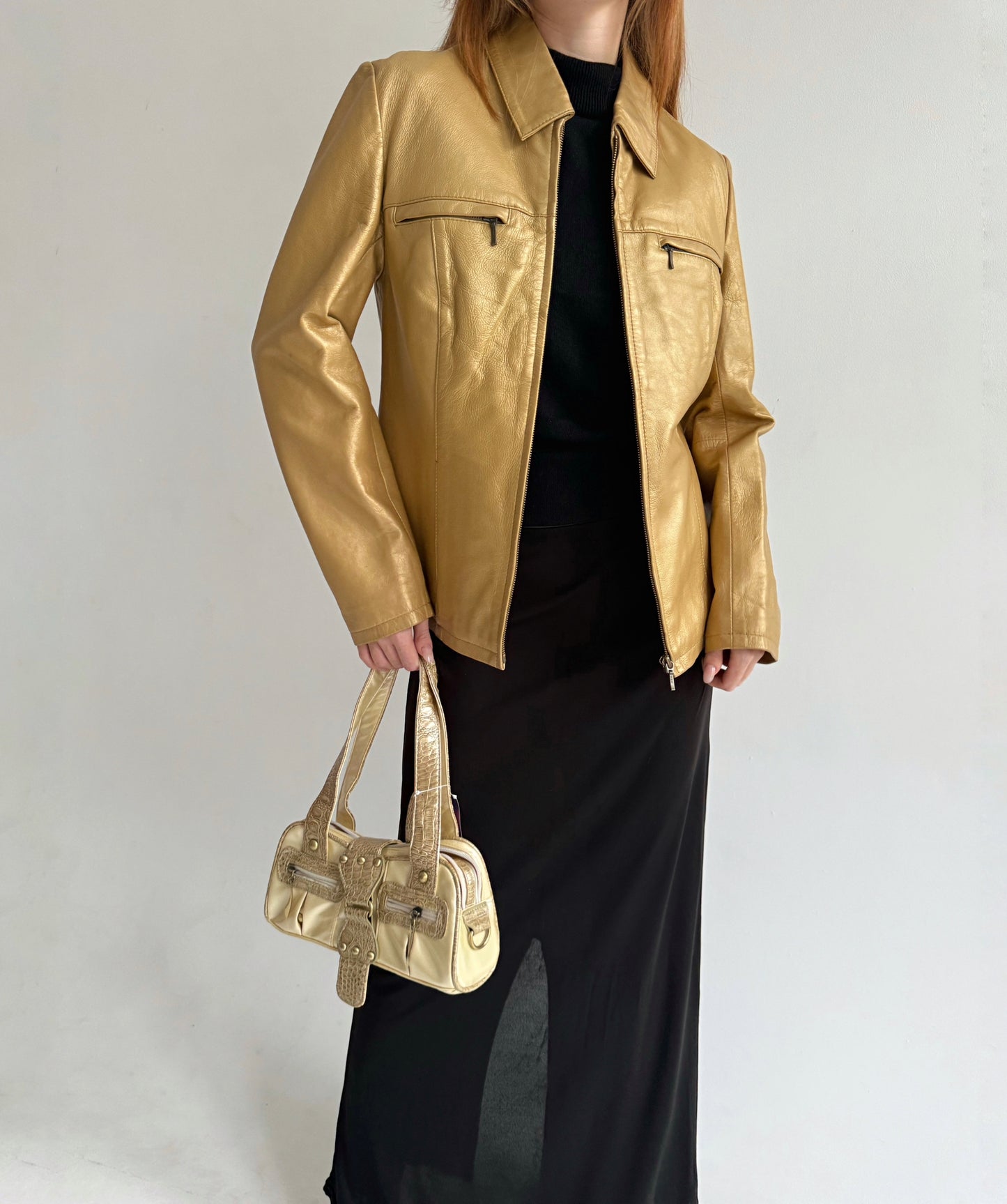 Vintage genuine leather golden jackets